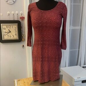 Mudd Burgundy Geometric Long Sleeve Jersey Dress Size Small